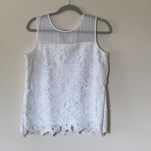 Calvin Klein White Lace Top - Size M.